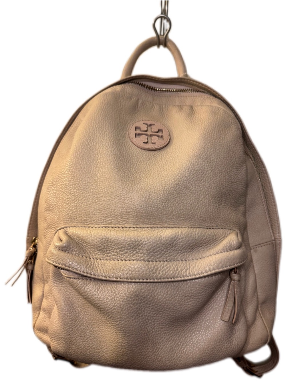 Tory Burch Pebbled Leather Backpack in blush